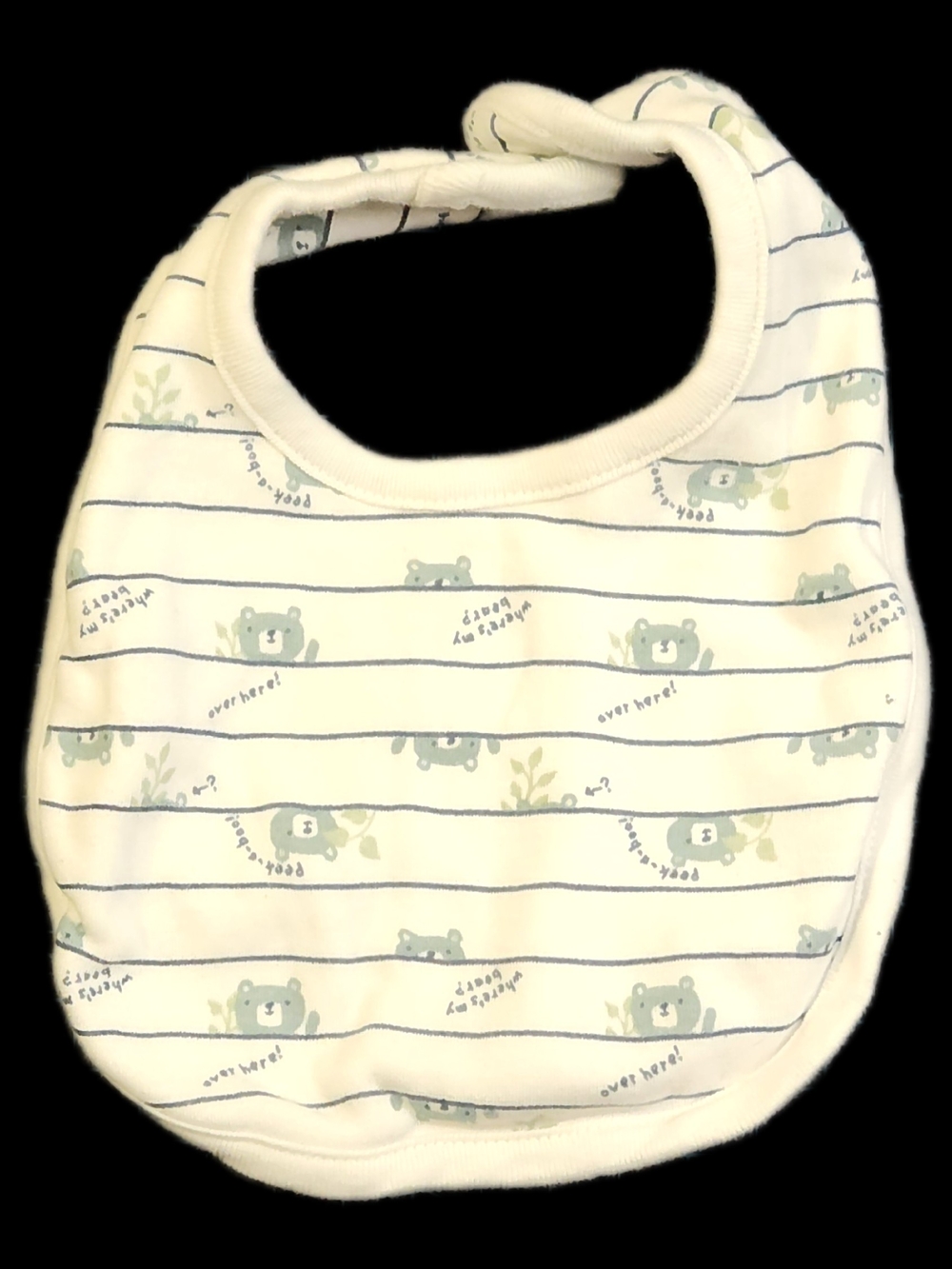 #IC105 Soft Cotton Baby Bib in Cream with Blue Bears